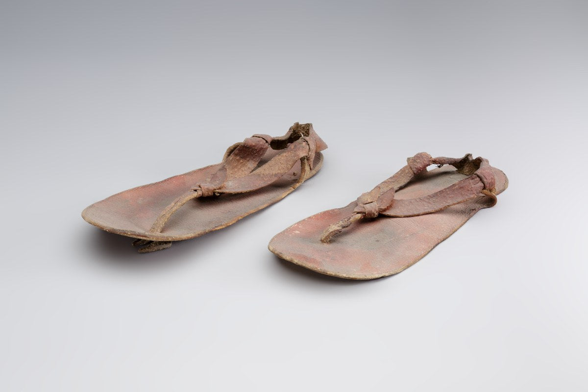 A pair of red leather sandals from the burial of the child Amenhotep at Thebes